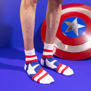 Balenzia X Marvel Iron Man,Captain America & HulK High Ankle Length Socks for Men-(Pack of 3 Pairs/1U)(Free Size)White,Red,Green