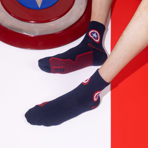 Balenzia X Marvel Iron Man,Captain America & Hulk Logo High Ankle Half Cushioned Sports Socks for Men-(Pack of 3 Pairs/1U)(Free Size)White,Green,Navy