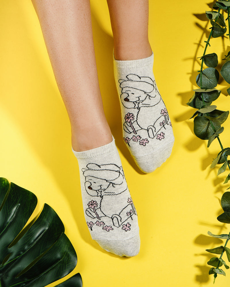 Balenzia x Disney Winnie the Pooh Lowcut socks for Women-Pooh, Piglet, Tiger (Pack of 3 Pairs/1U)(Free Size) Silver, Pink, Blue