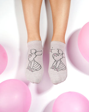 Balenzia x Disney Winnie the Pooh Lowcut socks for Women-Pooh, Piglet, Tiger (Pack of 3 Pairs/1U)(Free Size) Silver, Pink, Blue