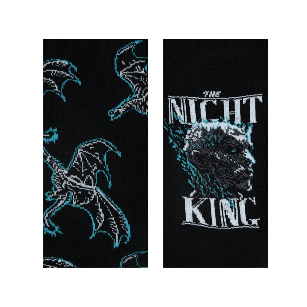 BALENZIA X GAME OF THRONES The Night King & Viserion, the ice dragon Crew Length Socks for Men (Free Size) (Pack of 2 Pairs/1U)Black - Balenzia