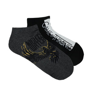 BALENZIA X GAME OF THRONES The Night’s Watch Ankle Length Socks for Men (Free Size)(Pack of 2 Pairs/1U)Grey & Black - Balenzia