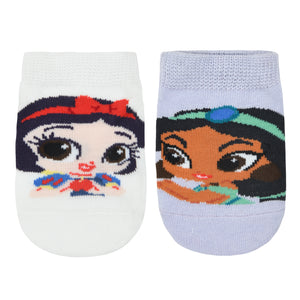 Balenzia x Disney Princess Anti-Skid Lowcut socks for Kids- Snow White, Jasmine (Pack of 2Pairs/1U) (Lavender, White) - Balenzia