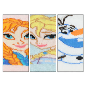 Balenzia x Disney Anti-Skid Lowcut socks for Kids | Disney Frozen Socks for Girls-Elsa, Anna, Olaf (Pack of 3Pairs/1U) (Pink, Blue, White) - Balenzia