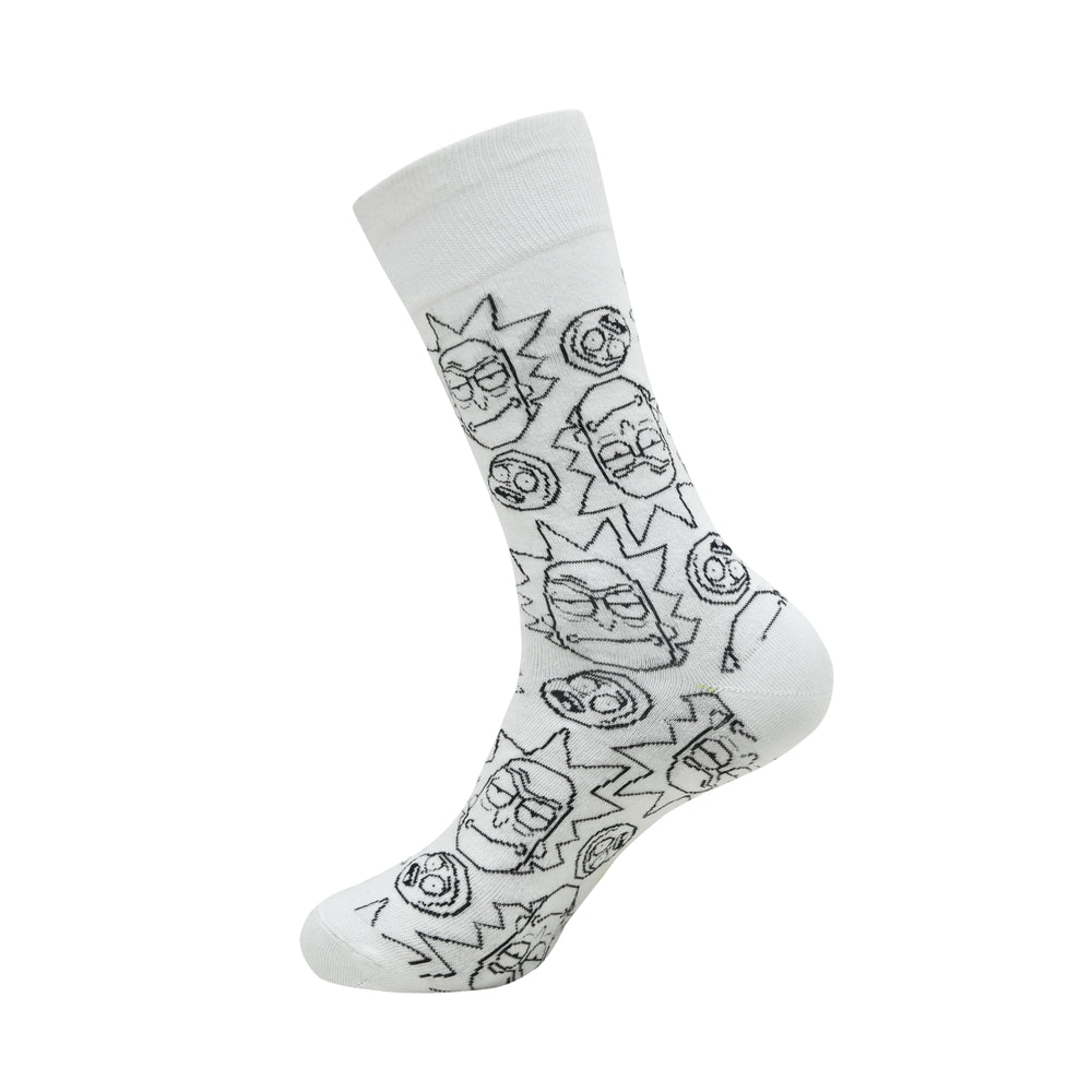 Balenzia X Rick and Morty Cotton Crew socks for Men (Pack of 2) (Free Size) (White) - Balenzia