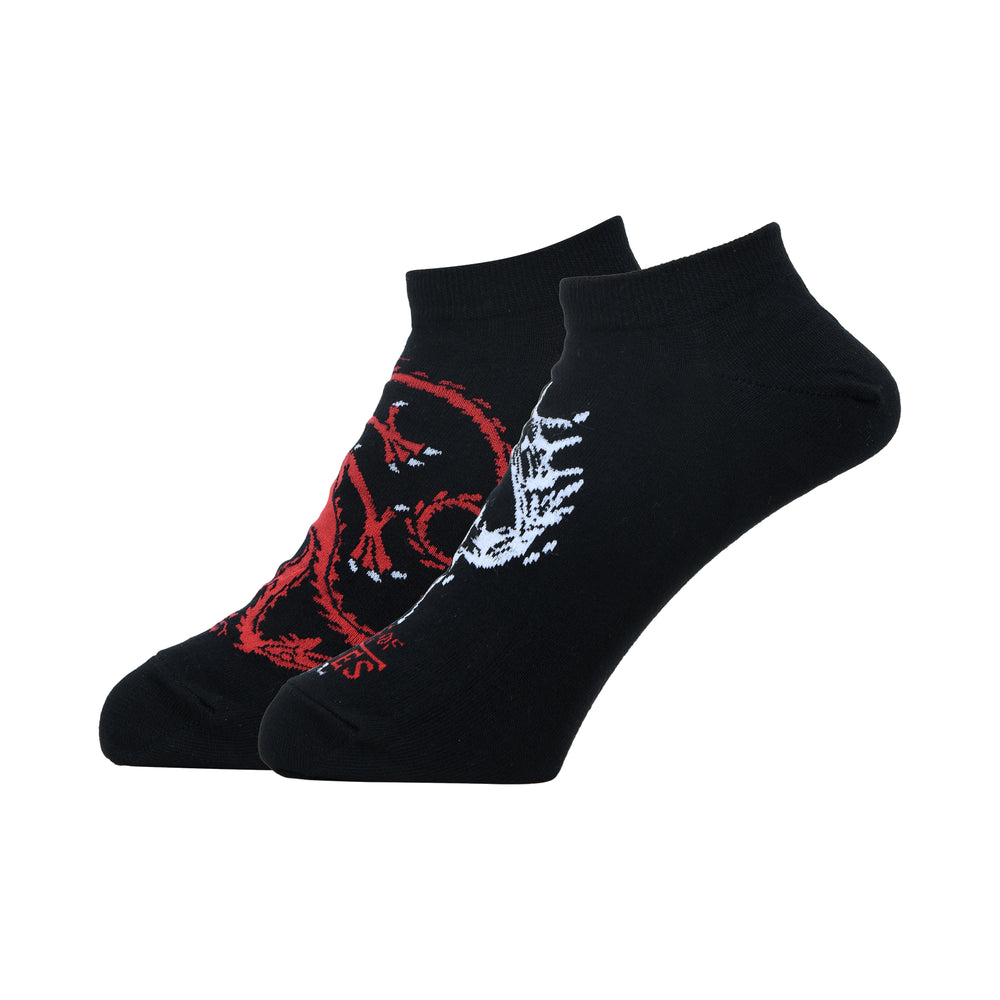 BALENZIA X GAME OF THRONES HOUSE TARGARYEN Ankle Length/Lowcut Socks for Men (Free Size) (Pack of 2 Pairs/1U)Black - Balenzia