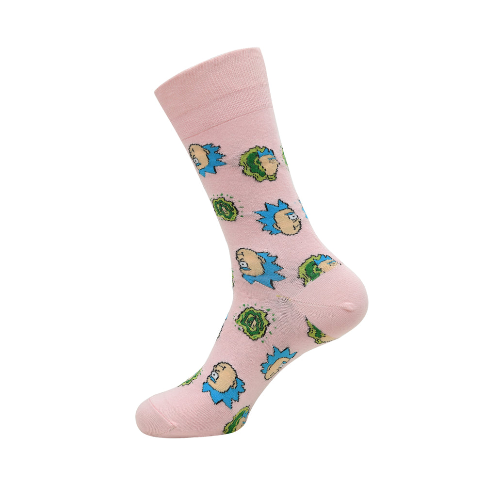 Balenzia X Rick and Morty Cotton Crew socks for Men (Pack of 2) (Free Size) (Pink, Purple) - Balenzia