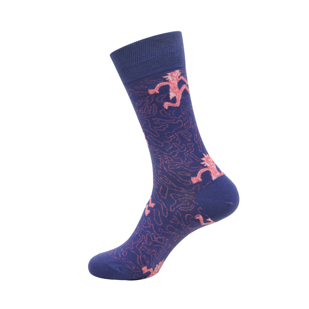 Balenzia X Rick and Morty Cotton Crew socks for Men (Pack of 2) (Free Size) (Pink, Purple) - Balenzia