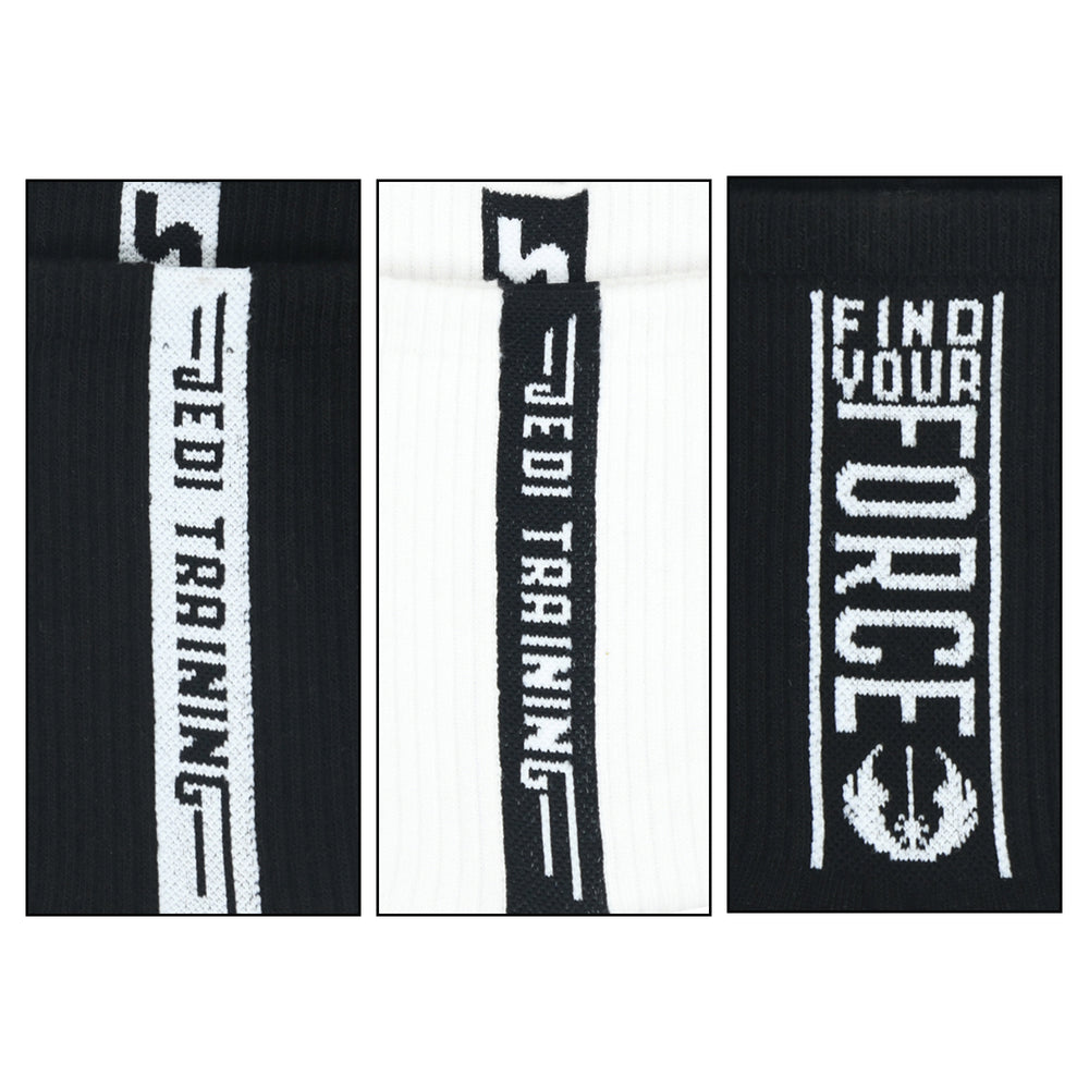 STAR WARS Gift Pack For Men- Classic Black & White - Jedi Training and Find Your Force-High Ankle Socks (Pack of 3 Pairs/1U)