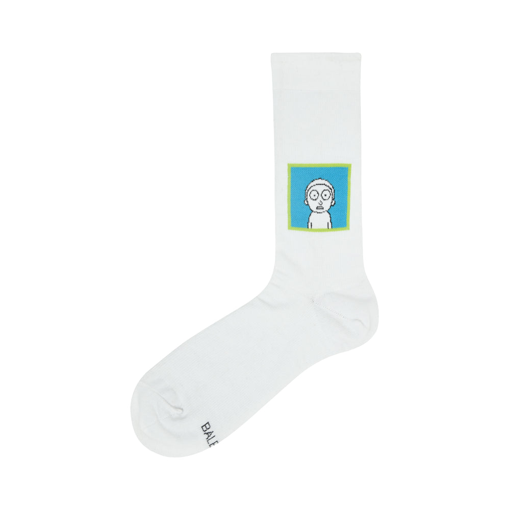 Balenzia X Rick and Morty Cotton Crew socks for Men (Pack of 2) (Free Size) (White) - Balenzia