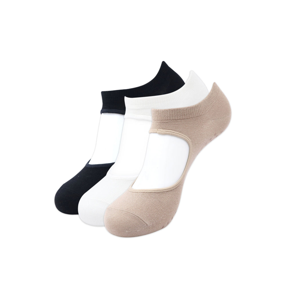 Balenzia Women's Anti Bacterial Yoga Socks with Anti Skid- (Pack of 3 Pairs/1U)- (Black,White,Beige) - Balenzia