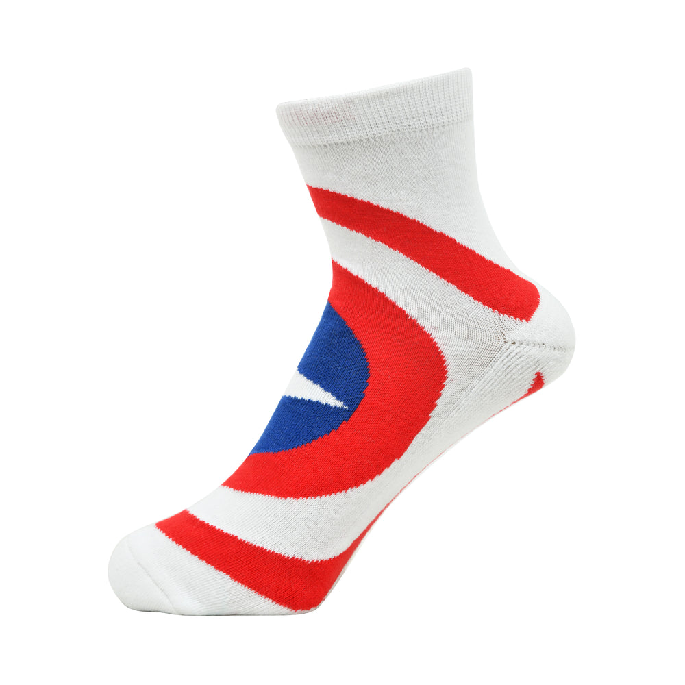 Balenzia X Marvel Iron Man,Captain America & HulK High Ankle Length Socks for Men-(Pack of 3 Pairs/1U)(Free Size)White,Red,Green - Balenzia