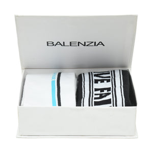 Balenzia Fairtrade Organic Cotton Crew length socks Gift Box for Men (Pack of 2 Pairs/1U) (Black & White) - Balenzia