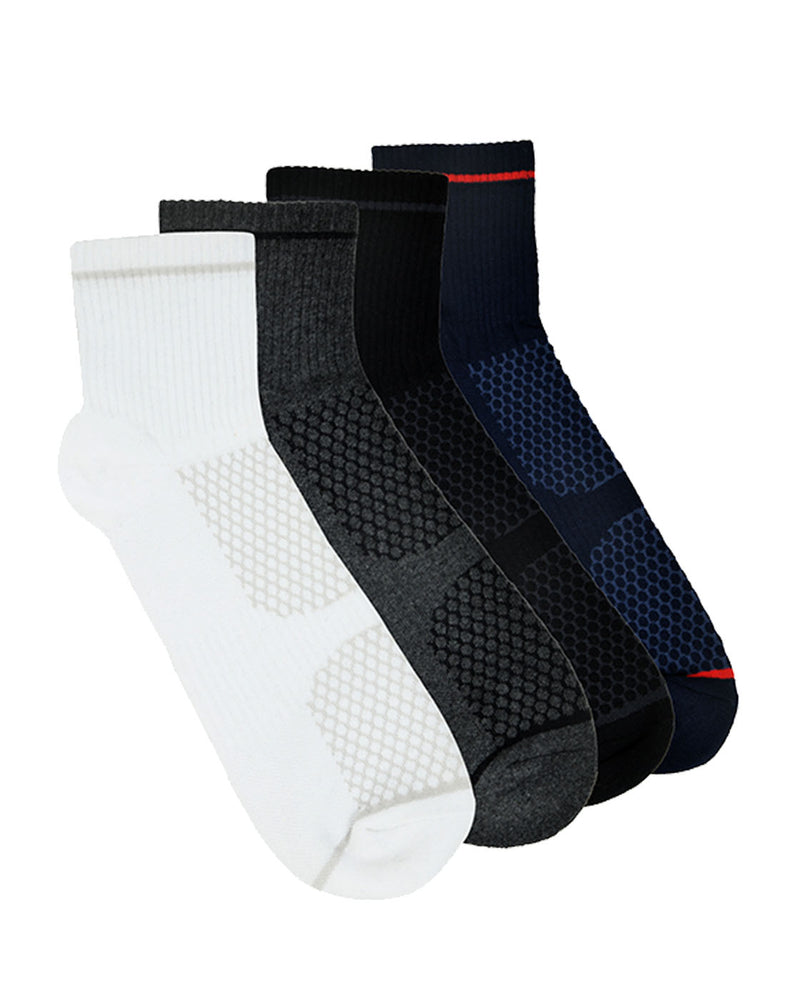 Balenzia Men’s Cushioned High Ankle Sports Socks (Free size) Pack of 4 Pairs/1U (multi colour) Terry/Towel Ankle Socks for Men - Balenzia