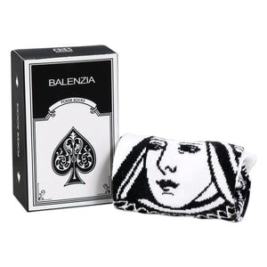 Balenzia Special Edition Poker King & Queen Patterned Crew Length Socks for Men & Women-Black,White (Free Size)(Pack of 2 Pairs/1U) - Balenzia