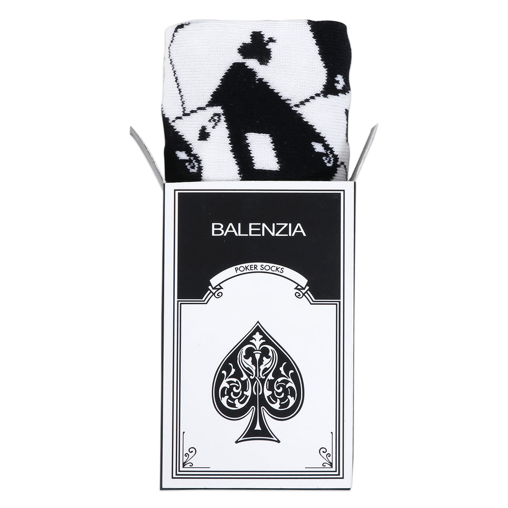 Balenzia Special Edition Poker Crew Length Socks for Men- Black,White (Free Size)(Pack of 2 Pairs/1U) - Balenzia