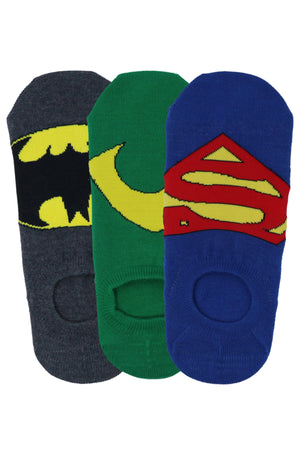 Justice League Men's Cotton Sneaker Socks with Anti Slip Silicon - Superman, Batman, Aquaman -(Pack of 3 Pairs/1U)- Sneakers - Balenzia