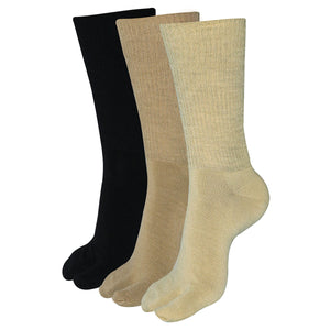 Balenzia Women solid/ Plain wollen Toe Socks- Black-Skin-Fawn (Pack of 3 Pairs/1U)(Free Size) - Balenzia
