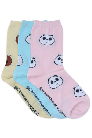 We Bare Bears By Balenzia High ankle Socks For Women (Pack Of 3 Pairs/1U)-Multicolor - Balenzia