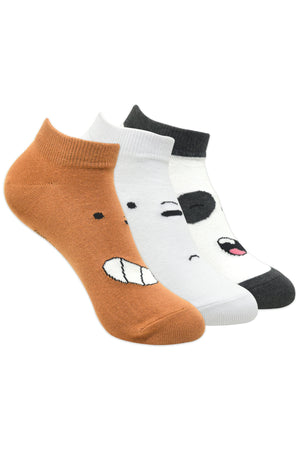 We Bare Bears By Balenzia Low Cut Socks for Kids (Pack of 3 Pairs/1U)(4-6 YEARS) - Balenzia