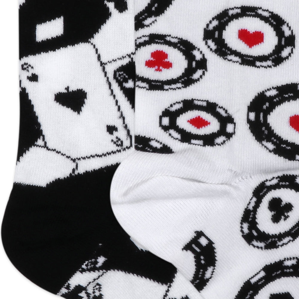 Balenzia Special Edition Poker Crew Length Socks for Men- Black,White (Free Size)(Pack of 2 Pairs/1U) - Balenzia