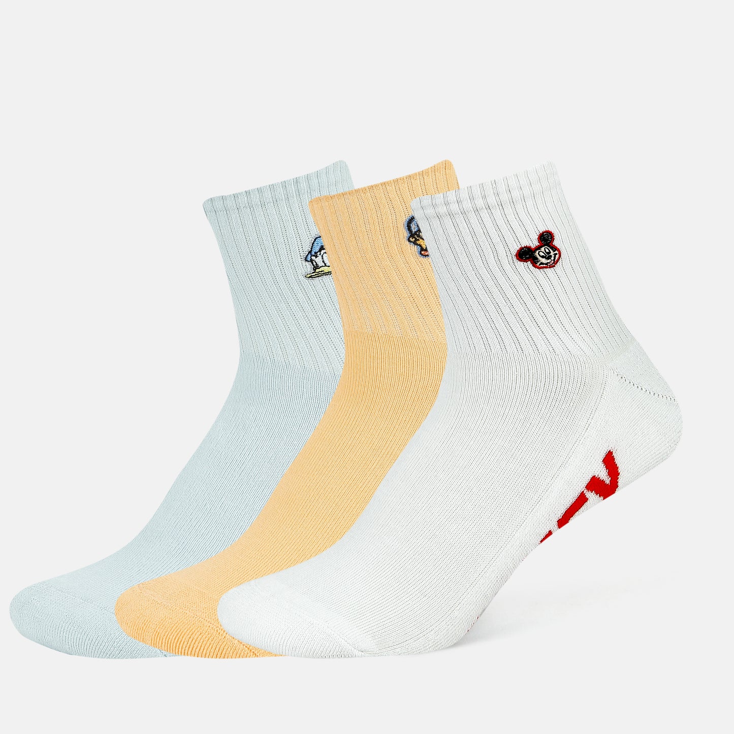 Mickey and Friends Embroidered High Ankle Socks for Women