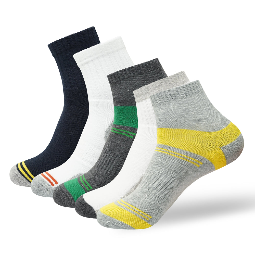 Men's Cushioned High Ankle socks- Multicolor (5 Pair)