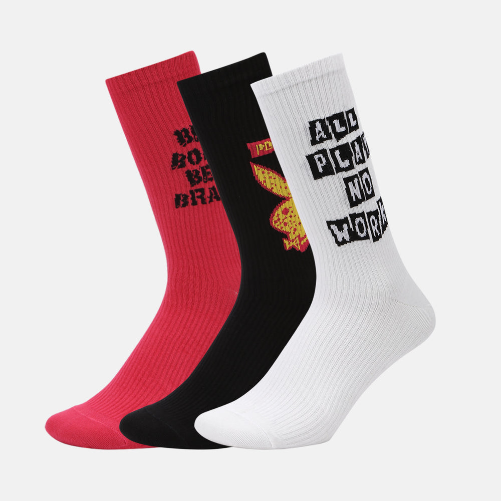 Men’s Playboy Themed Ribbed Crew Socks - Fun Collection