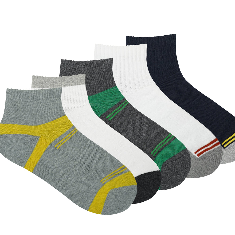 Men's Cushioned High Ankle socks- Multicolor (5 Pair)