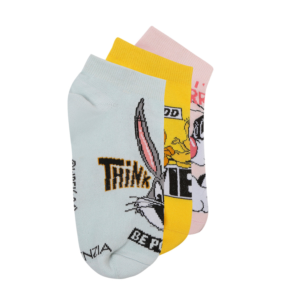 Women's Looney Tunes Cartoon Themed Low-Cut Socks | Multicolor | Pack of 3