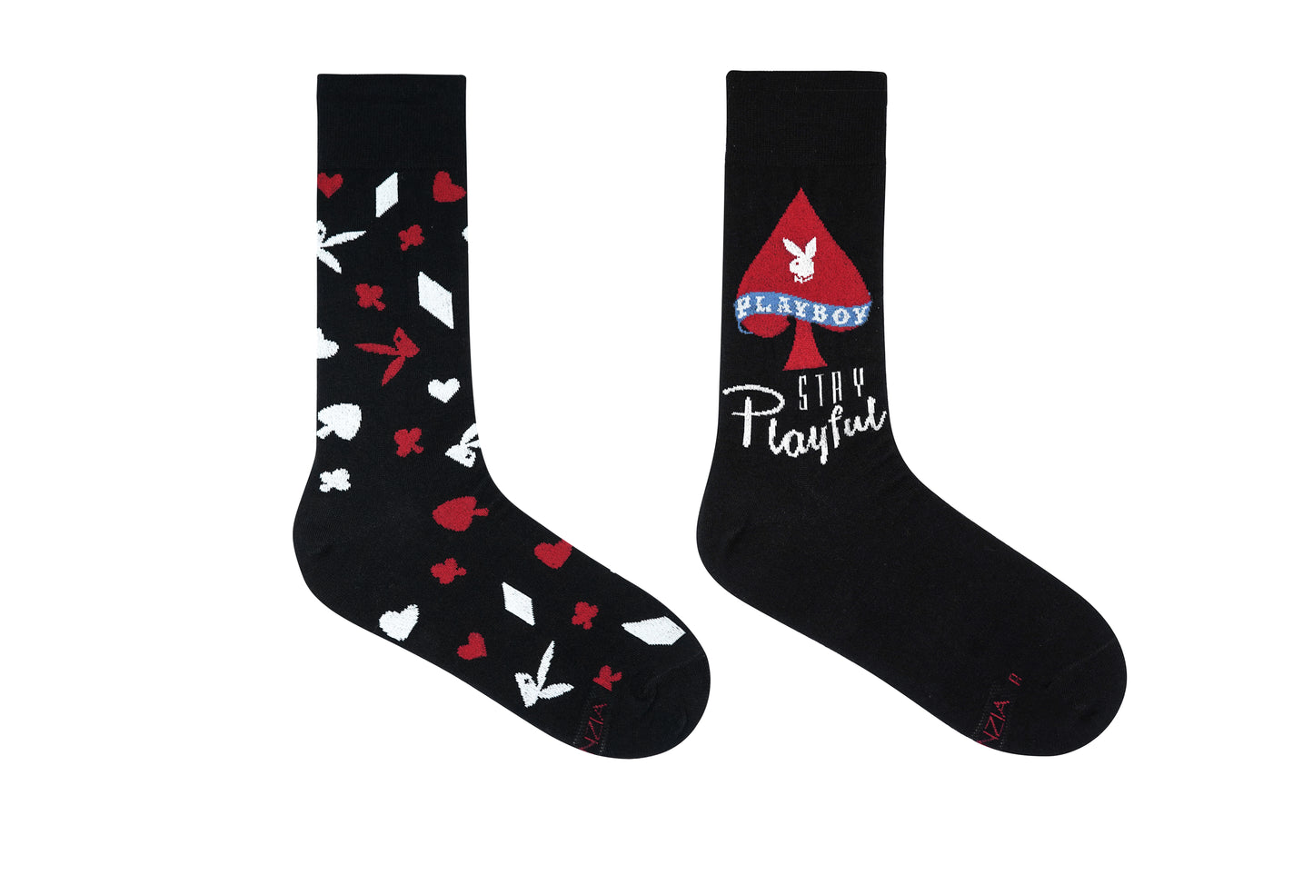 Playboy Poker Men's 2 Pair Crew Socks- Black | Poker Socks | Special Edition