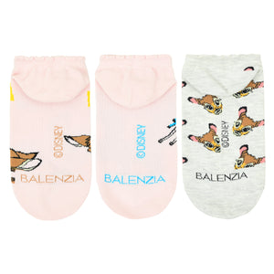 Balenzia X Disney Animals Bambi Ankle Socks for Women | Pack of 3