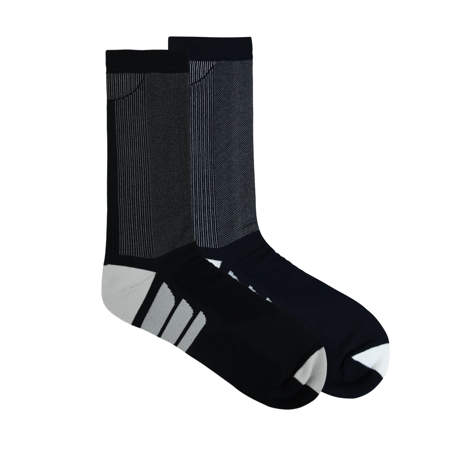 Balenzia Athletic Collection Crew Length sports socks for Men with breathable Mesh Knit (Free Size) (Pack of 2 Pairs/ 1U) (Navy, Black)