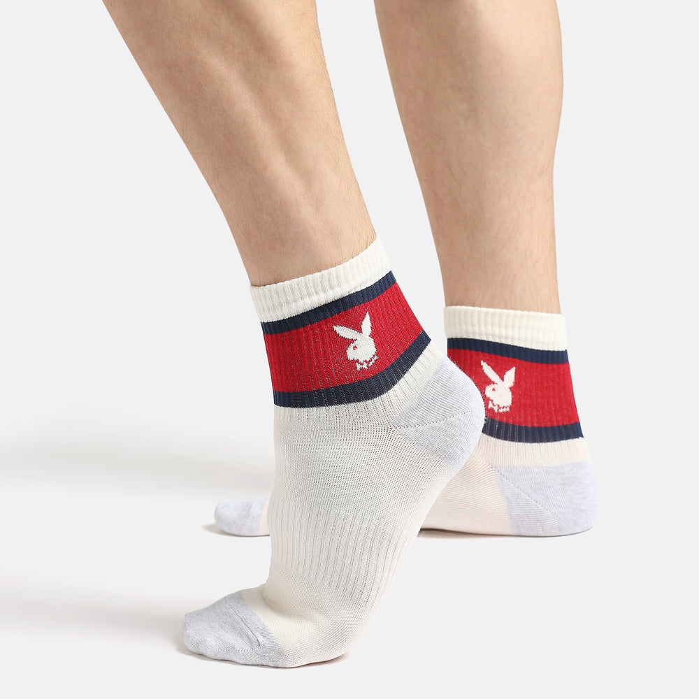 
                      
                        Men’s Playboy Themed Ribbed High Ankle Socks
                      
                    