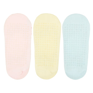 Balenzia Women Combed Cotton Anti-Skid Yoga Socks- (Pack of 3 Pair/1U) (Pink, Beige, Blue) Free Size