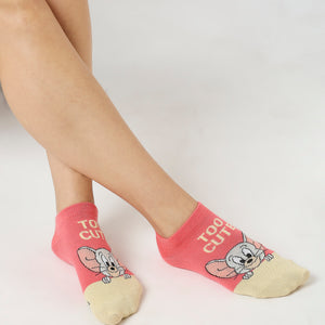 Women's Tom & Jerry Cartoon Themed Low-Cut Socks | Multicolor | Pack of 3 | Officially Licensed