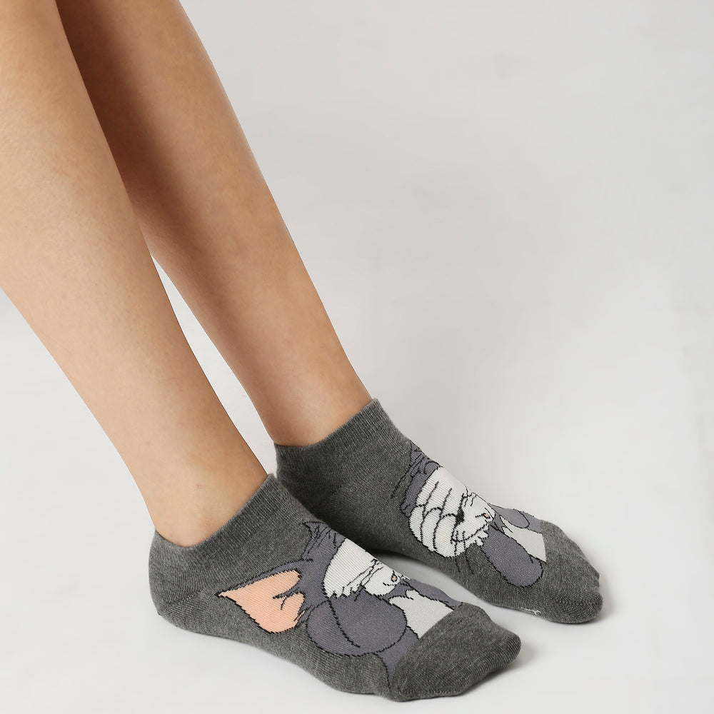 Women's Tom & Jerry Cartoon Themed Low-Cut Socks | Multicolor | Pack of 3 | Officially Licensed