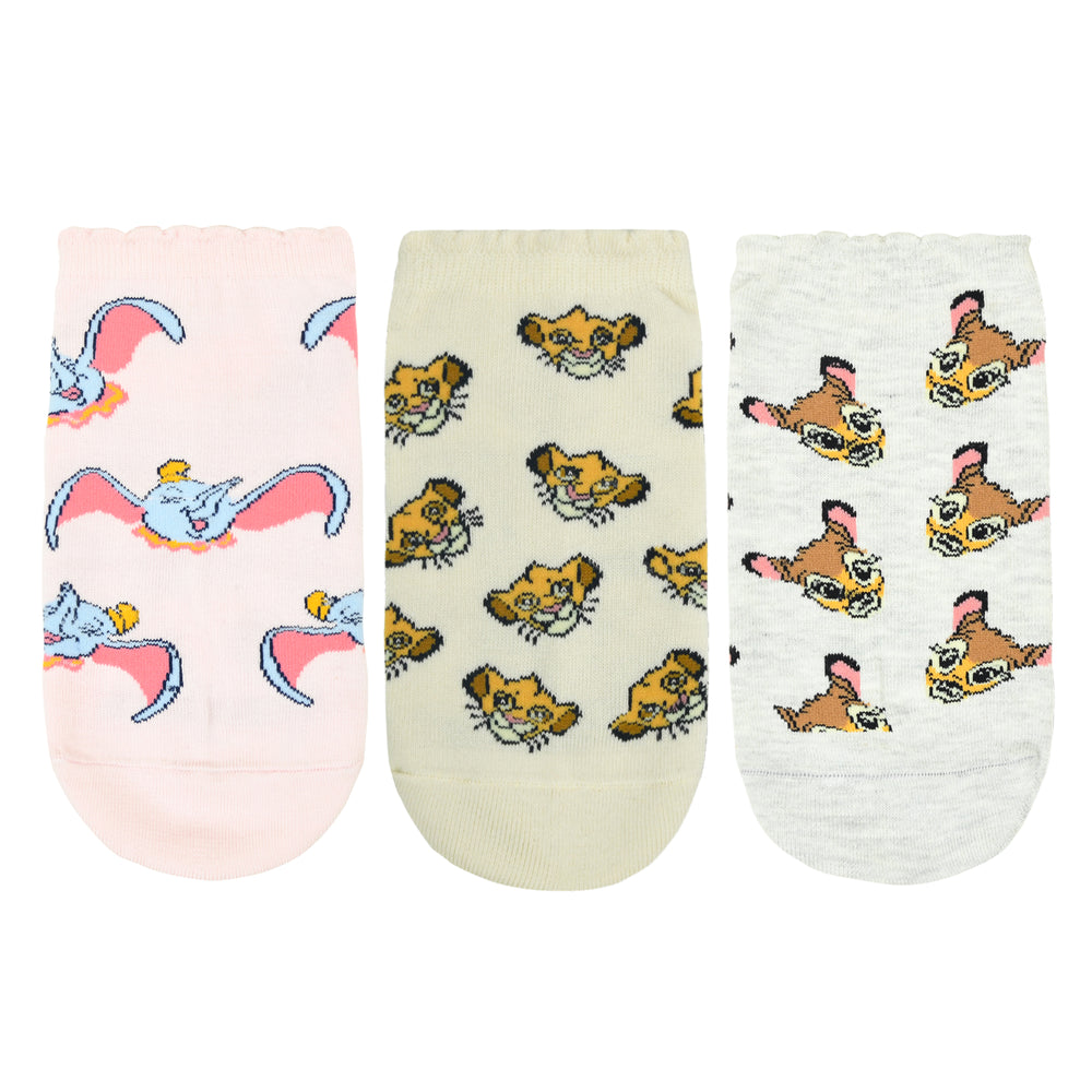 Balenzia X Disney Animals Printed Ankle Socks for Women | Pack of 3