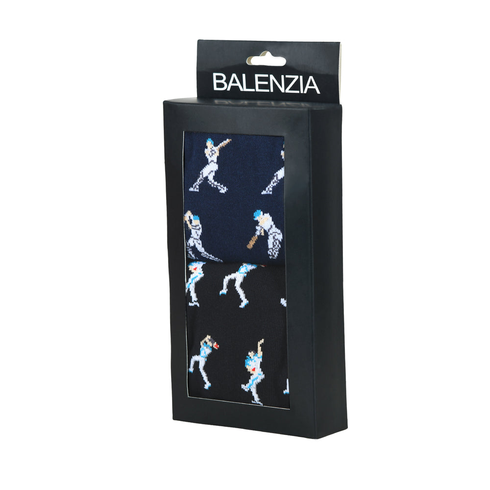 Balenzia Men's Cricket Crew Socks- Black, Navy (Pack of 2)