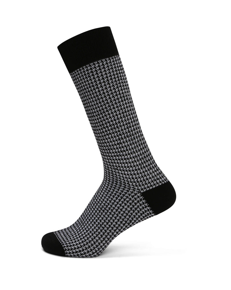 Men’s Luxury Houndstooth & Herringbone Crew Socks | Black | Pack of 2