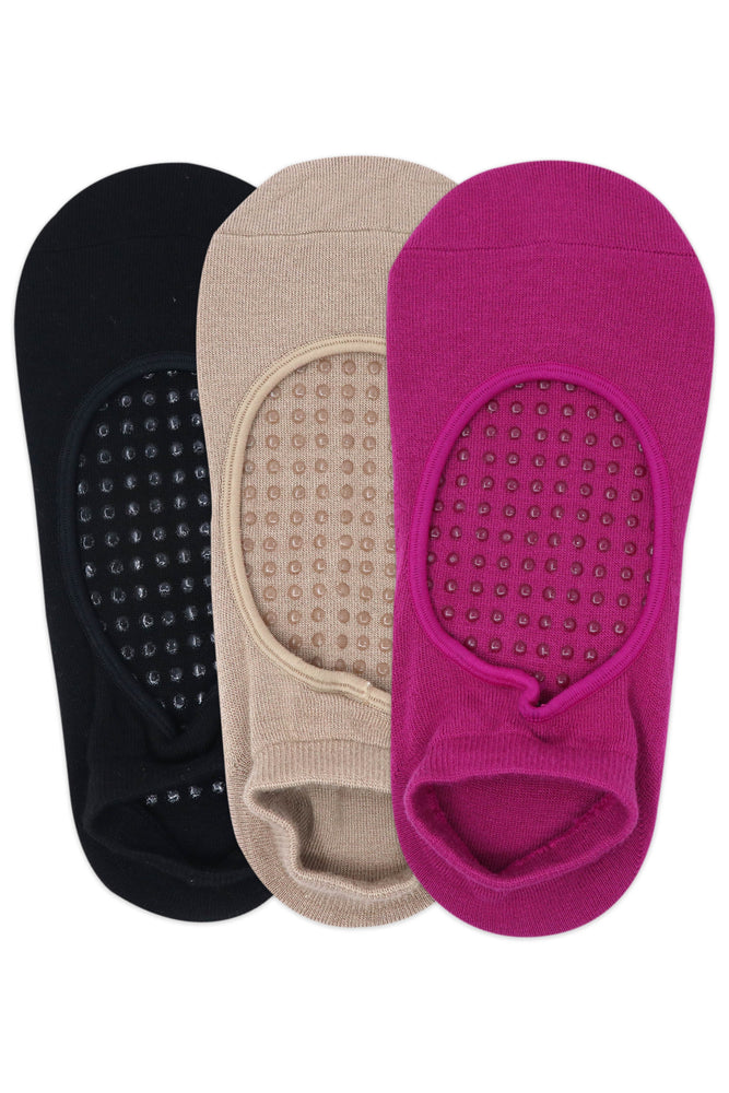 Balenzia Women's Anti Bacterial Yoga Socks with Anti Skid- (Pack of 3 Pairs/1U) Pack- (Black,Beige,Pink) - Balenzia