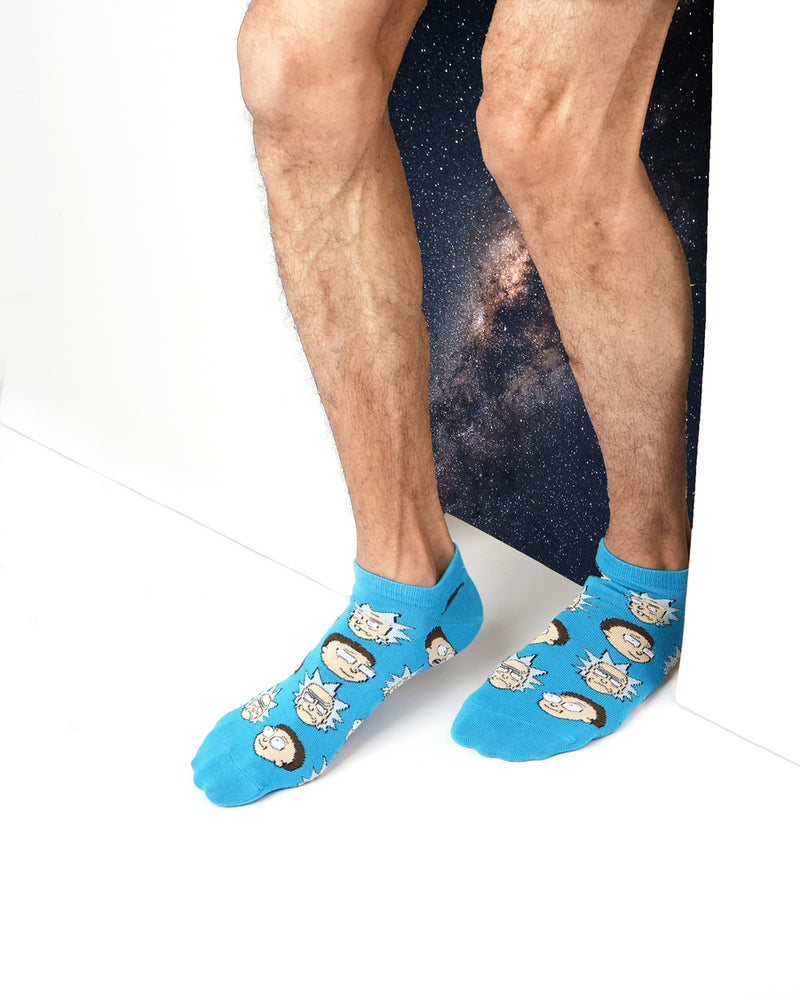 Rick and Morty Cotton Lowcut Character socks for Men (Pack of 3) (Free Size) (Blue, Cream)