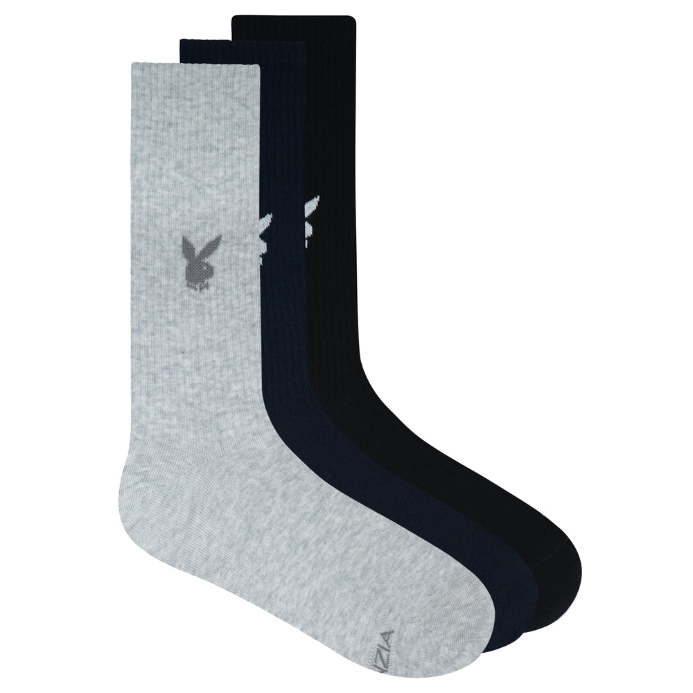 BALENZIA Men's Playboy Solid Crew Socks  |  3-Pack | Free Size