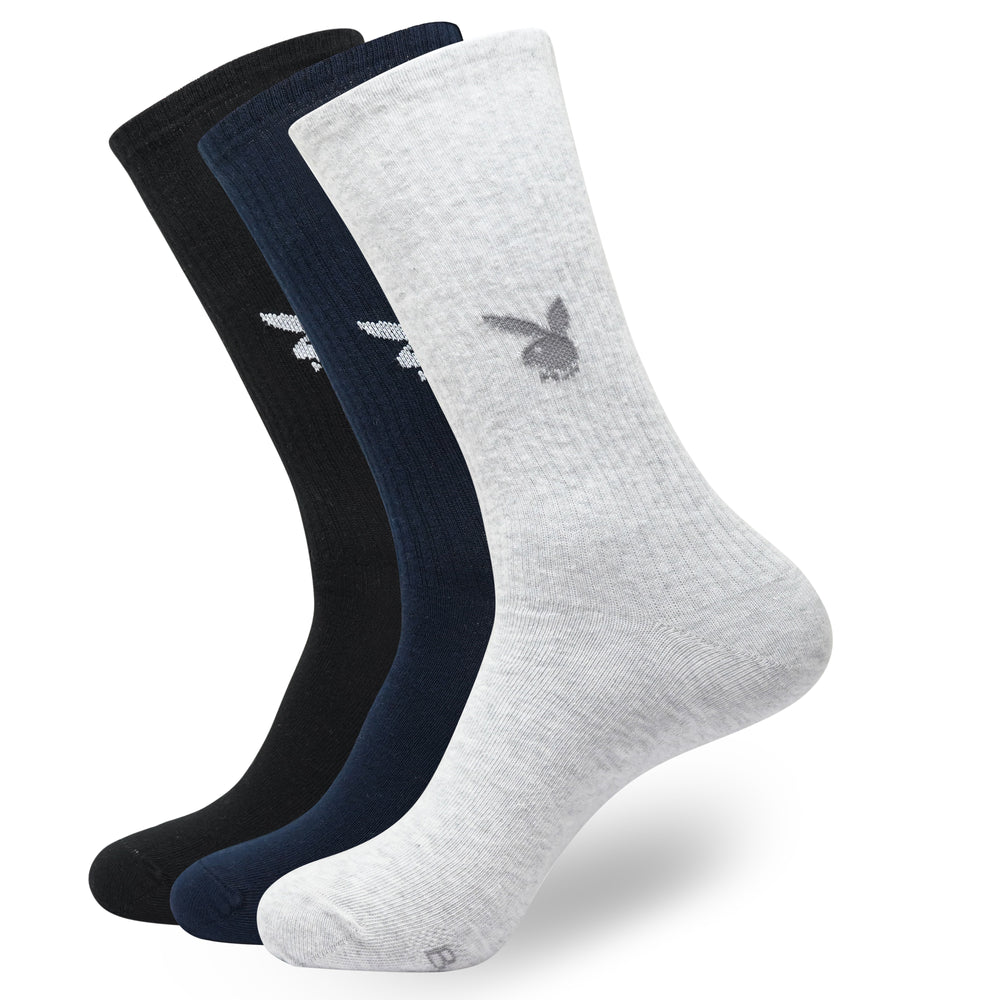 BALENZIA Men's Playboy Solid Crew Socks  |  3-Pack | Free Size