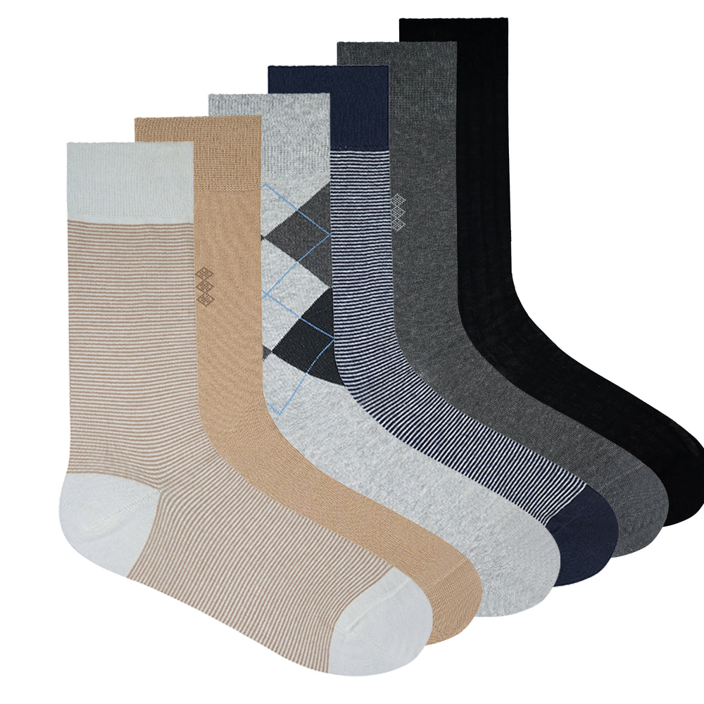 Men's Crew/ Midcalf length socks- Multicolor (6 Pairs)