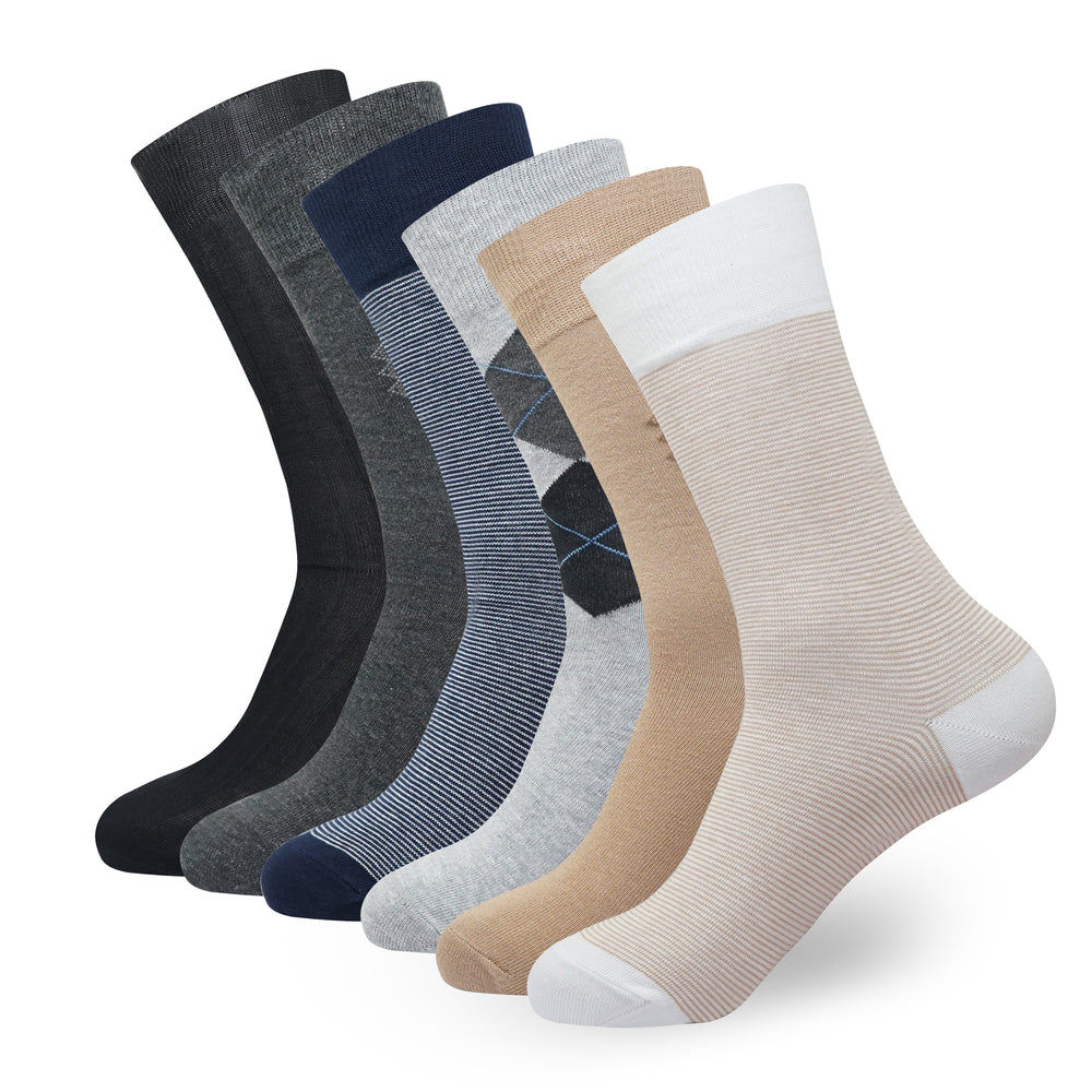 Men's Crew/ Midcalf length socks- Multicolor (6 Pairs)