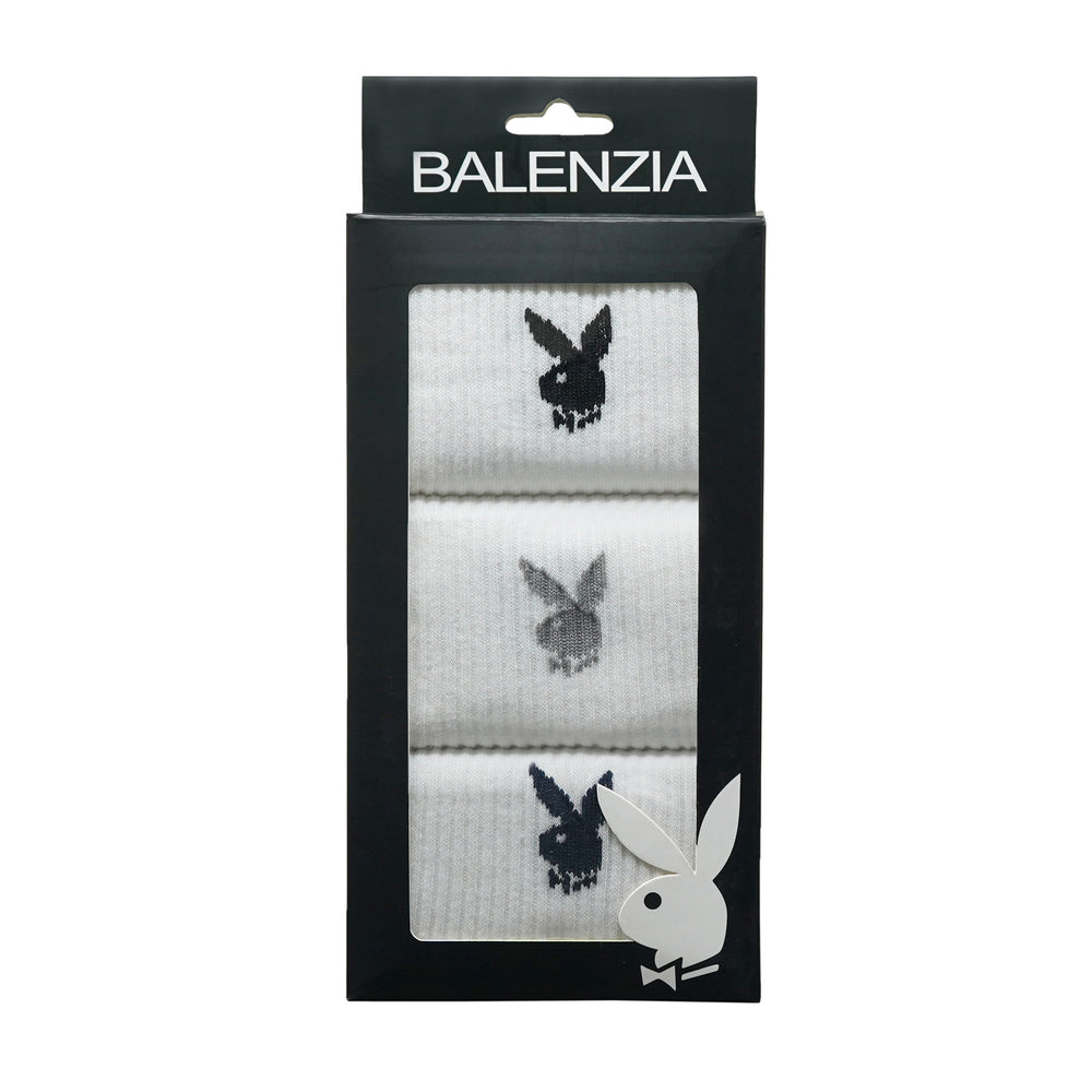 
            
                Load image into Gallery viewer, BALENZIA Men&amp;#39;s Playboy White High Ankle Socks | 3-Pack | Free Size
            
        