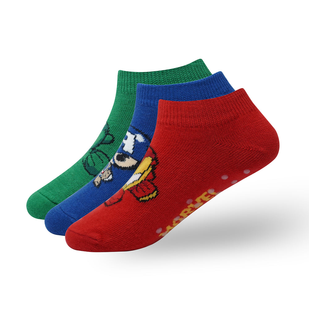 BALENZIA X MARVEL ANTI-SKID LOW CUT SOCKS FOR KIDS | PACK OF 3 PAIRS/1U