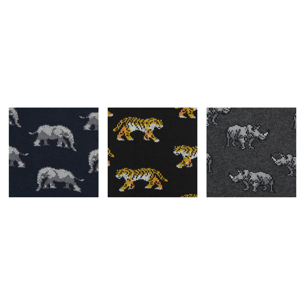 
            
                Load image into Gallery viewer, BALENZIA MEN&amp;#39;S WWF-INDIA ANIMAL PRINT LOWCUT SOCKS | 3-PACK | FREE SIZE
            
        