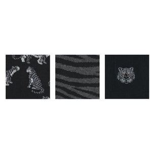 
            
                Load image into Gallery viewer, BALENZIA MEN&amp;#39;S WWF-INDIA BLACK FORMAL CREW SOCKS | 3-PACK | TIGER PRINT &amp;amp; EMBROIDERY | FREE SIZE
            
        